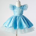 thumbnail image 2 of Coerni Toddler Baby Girls Feather Flying Sleeve Pearl Gown Dress Tutu Fluffy Princess Dress Summer Wedding Party Dresses, 2 of 5