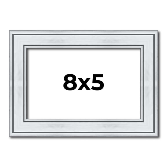 8x5 Frame Sterling Silver Solid Wood Picture Frame | 1.25 Inch Moulding Width | 0.75 Inch Interior