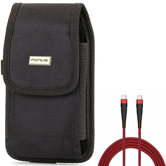 10ft PD Cable   Case Belt Clip for Motorola One 5G Ace Phone - Type-C to USB-C Charger Cord Power Wire and  Rugged Holster Canvas Cover Combo for Motorola One 5G Ace