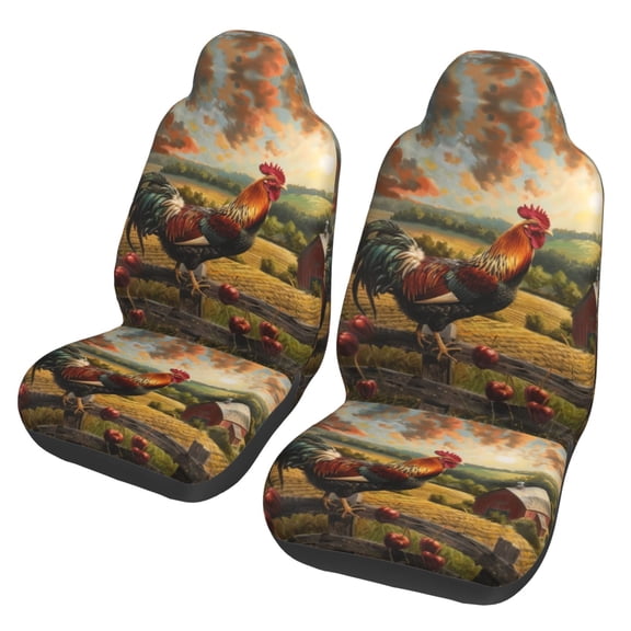 KAKALAD Country Farm Morning Rooster 04 Car Accessories Seat Covers Set Vehicle Seat Covers Universal Front Seats Protector 2 Pcs
