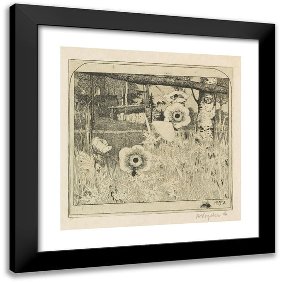 Heinrich Vogeler 12x12 Black Modern Framed Museum Art Print Titled - Spring Flowers (1899)