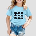 thumbnail image 2 of T Shirts for Teen Girls Trendy Cute Graphic Short Sleeve Tee for Toddler Round Neck Tunic Blouse Children's Shirts Light Blue,140, 2 of 4