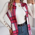thumbnail image 3 of MexChoioe Womens Plaid Vest Lapel Collar Open Front Sleeveless Wool Blend Casual Outer Gilet for Womens, 3 of 7