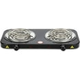 thumbnail image 1 of Compact and Portable Countertop Burner- Countertop Double Coiled Burner 2000 Watts Electric Hot Plate Temperature Controls Black, 1 of 7