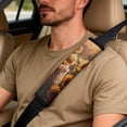 thumbnail image 5 of Xixirimido Car Seat Protection Set 5 Pieces Breathable PU Leather Front Seat Covers with Seat Belt and Console Covers Universal Fits Most Cars, Cat and Sunflower, 5 of 8