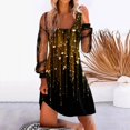 thumbnail image 2 of Women Dress Casual Summer Sexy Printed Mesh Spring Long Sleeve Loose Dress, 2 of 5