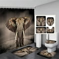 thumbnail image 2 of 4Pcs Cute Elephant Shower Curtain Sets with Bath Rug U Shape Mat and Toilet Lid Cover Grey Animal Butterfly Funny Wildlife Modern Kids Bathroom Decor Curtains Set with 12 Hooks, 2 of 6