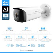Amcrest Panoramic IP POE Camera, 180° Panoramic 4-Megapixel POE IP Bullet Camera, Security Outdoor Camera, 65ft Nightvision, IVS Features and People Counting, MicroSD Recording, IP4M-PB181EW-AI White