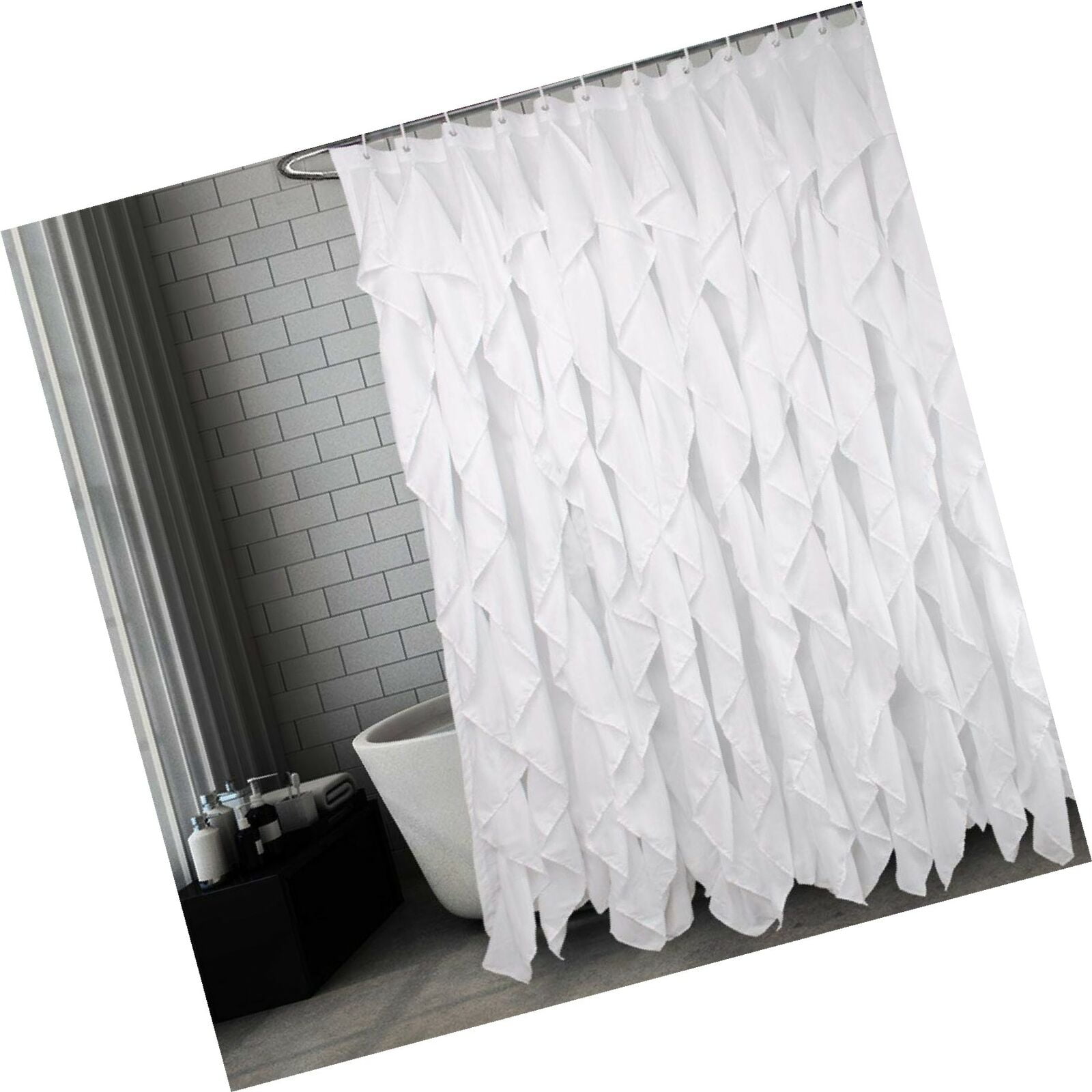 Farmhouse Shower Curtain White Black Barn White Wood Rustic Country