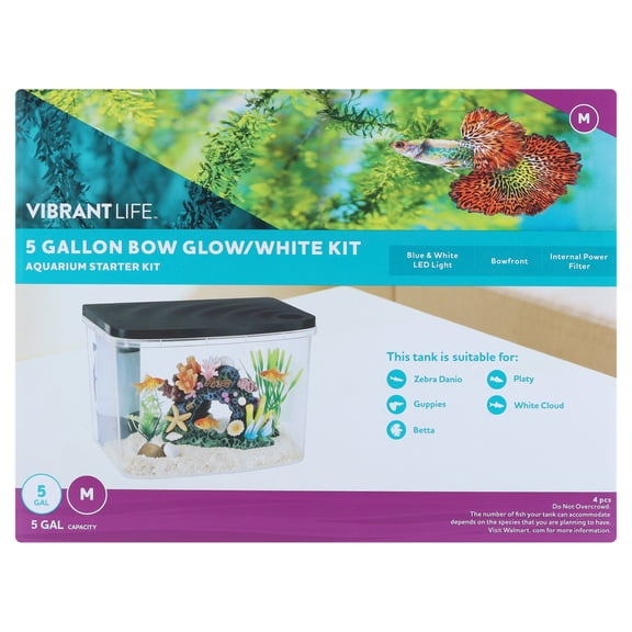 Vibrant Life 5-Gallon Bow-Front Glow/White Aquarium Starter Kit