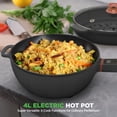 thumbnail image 2 of Nutrichef 4L Electric Frying Pan & 4L Steamer  Multifunctional Portable 1000W Non-Stick Pot for Cooking  Durable Heat Safe Handle  Touch Control Panel  Electric Hot Pot  Black, 2 of 7
