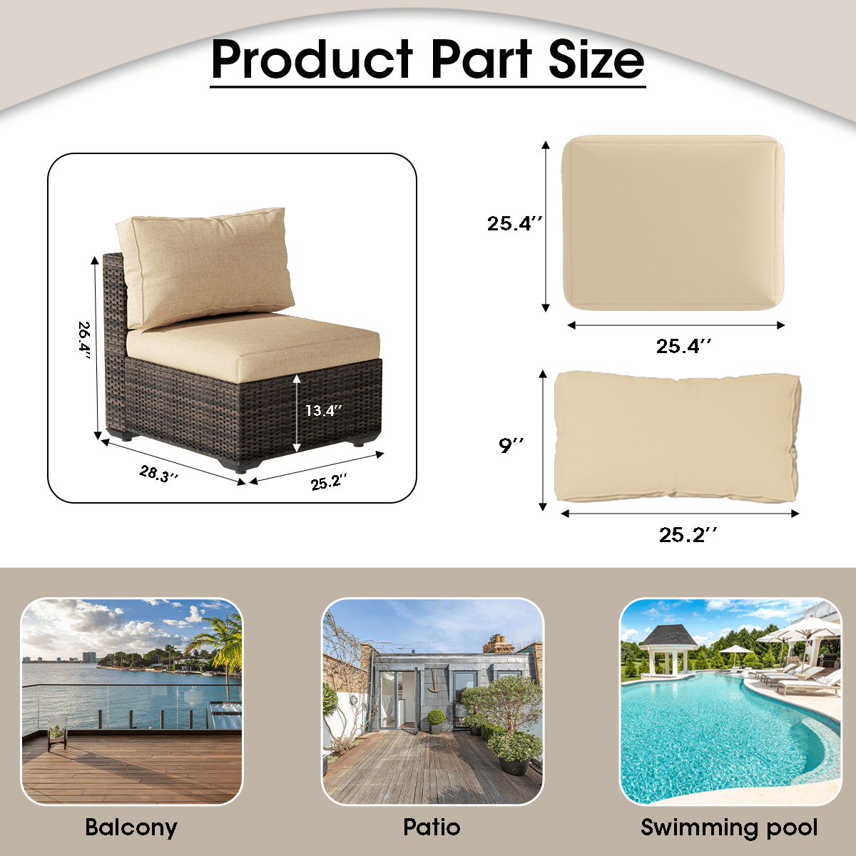 Gaildon 7 Piece Patio Furniture Set with Fire Pit Table, All Weather Outdoor Sectional PE Rattan, Patio Conversation Sets with Cushions and Glass Coffee Table for Garden Lawn Balcony Porch Deck,Beige