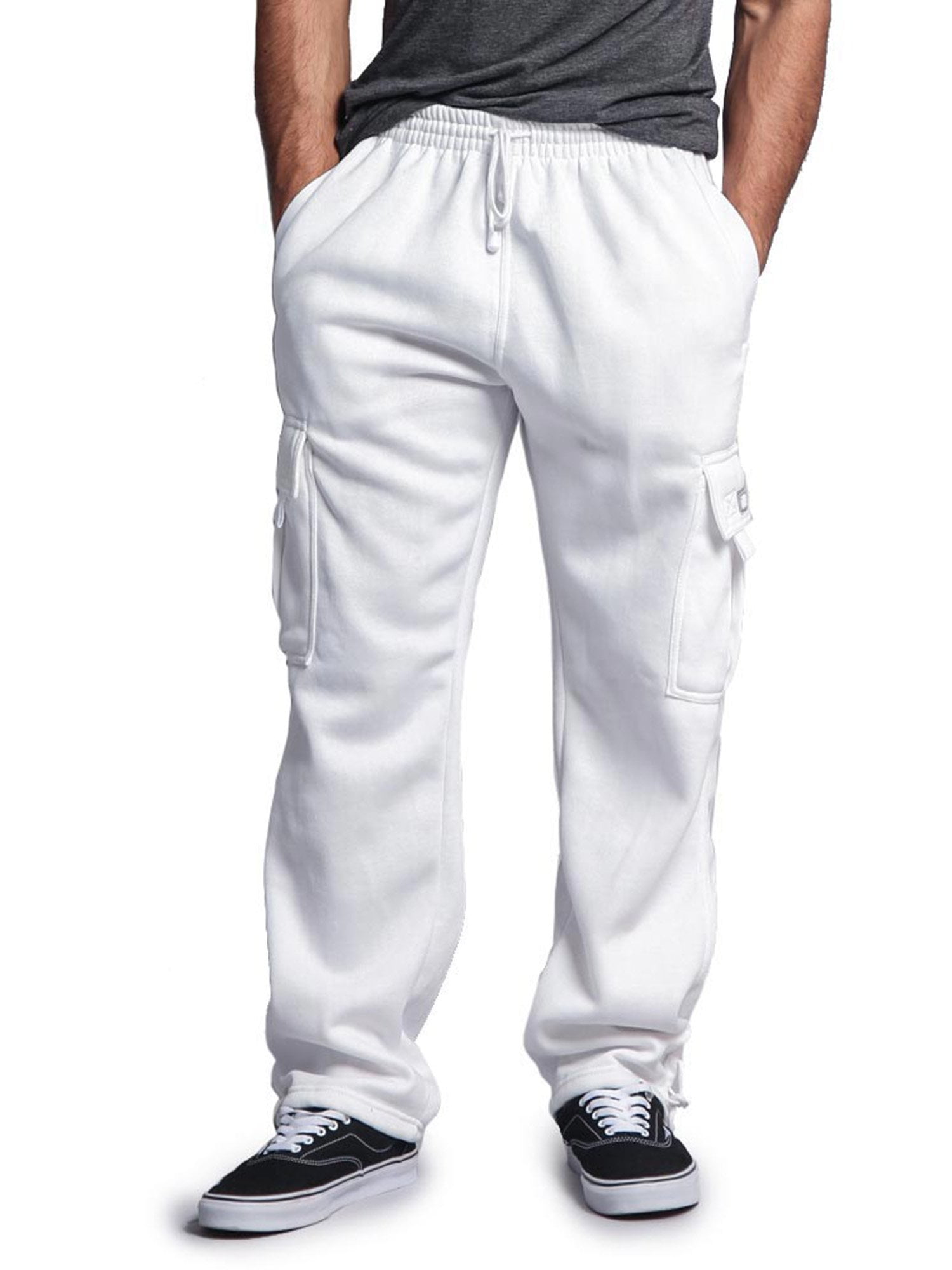 G-Style USA Men's Solid Fleece Cargo Pants DFP2 - White - 3X-Large ...