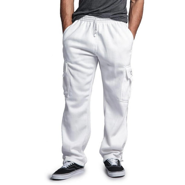 G-Style - G-Style USA Men's Solid Fleece Cargo Pants DFP2 - White - 3X ...
