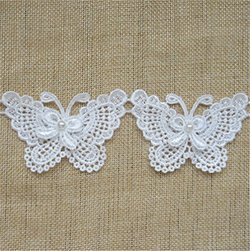 White Butterfly Lace Edge Trim Embroidery Applique For Sewing Crafts Accessories 