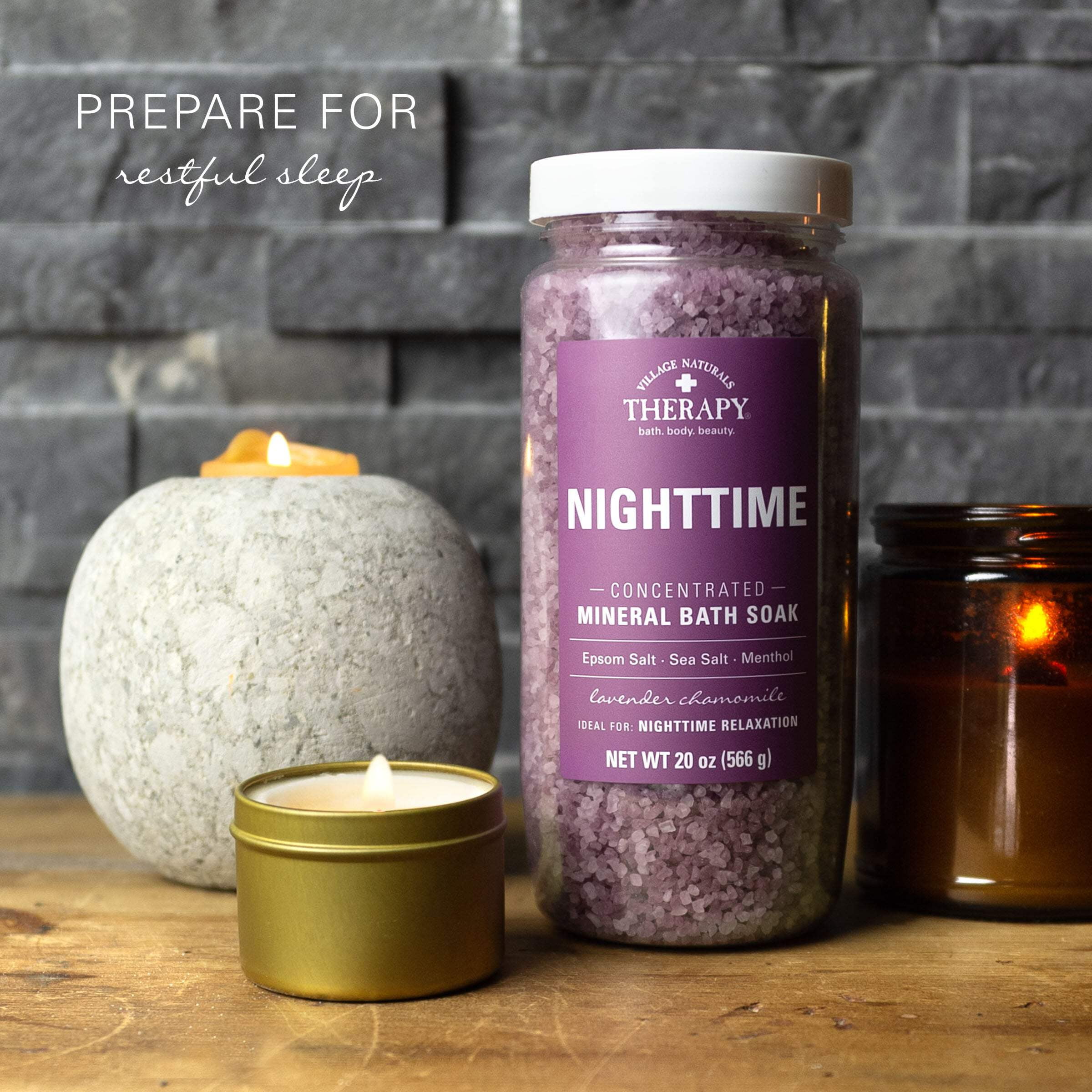 (4 pack) Village Naturals Therapy Nighttime Relief Concentrated Mineral Bath Soak