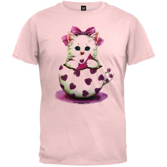 Kitty Hearts Light Pink T-Shirt