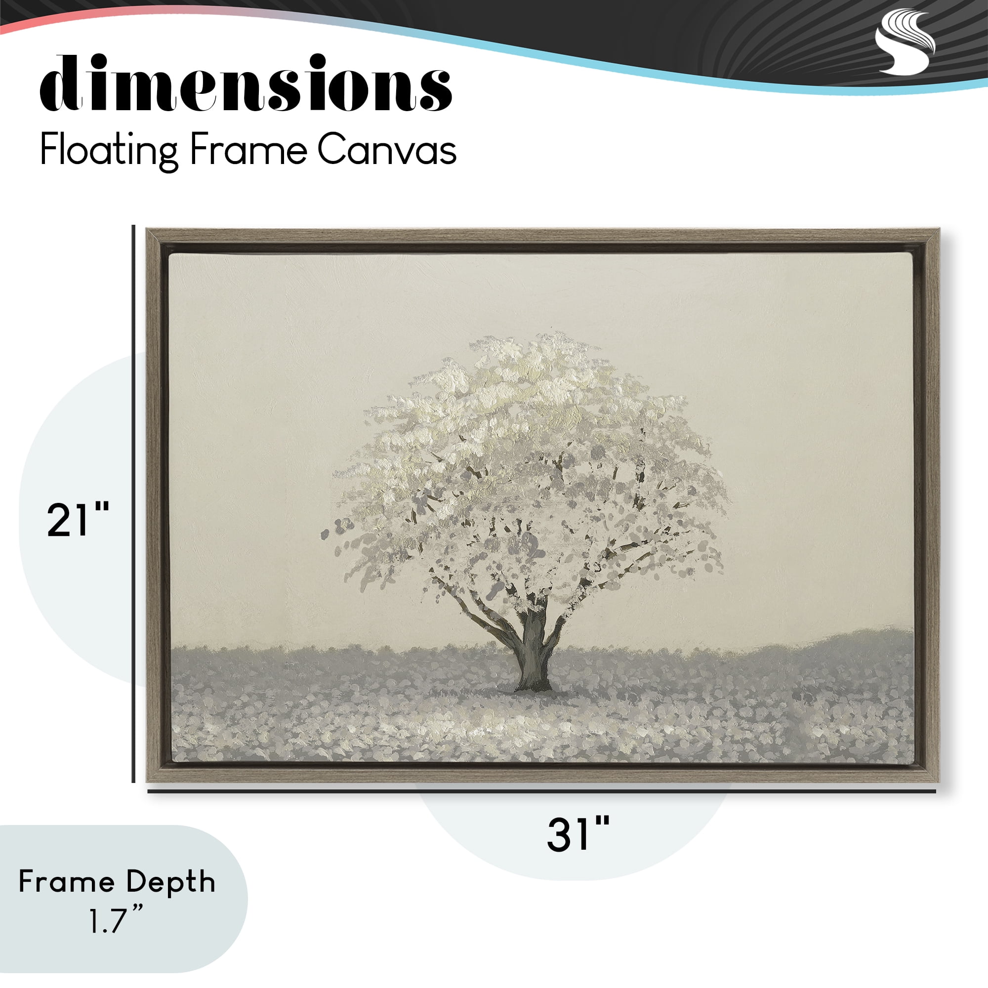 Stupell Industries Neutral Radiance Tree Brown Framed Floater Canvas Wall Art, design by Michael Marcon