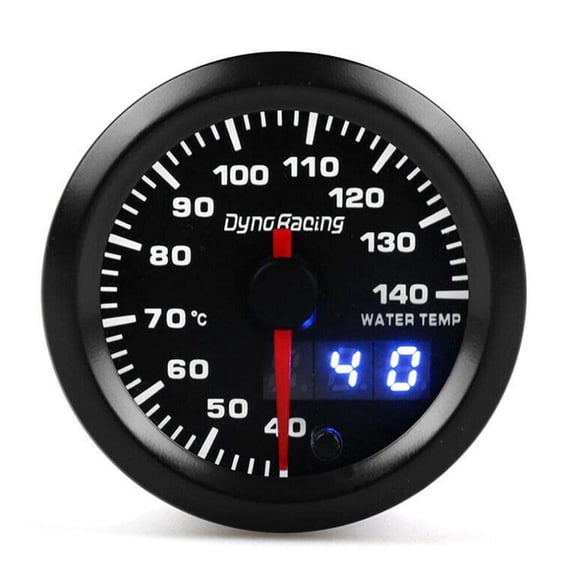 2" 52mm Digital Pointer 7 Color LED Car Water Temp Temperature Gauge Meter Smoke Tint Face for All Universal 12V Cars Vehicles
