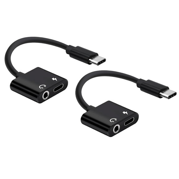 unbranded 2 Pc USB to Audio Jack Wired Earbuds Earphones Adapter Black