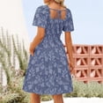 thumbnail image 4 of YuXingFu Plus Size Summer Dresses for Women Mid-Length Crew Neck Plus Size Womens Dress Short Sleeve Floral Casual Summer Navy M, 4 of 6