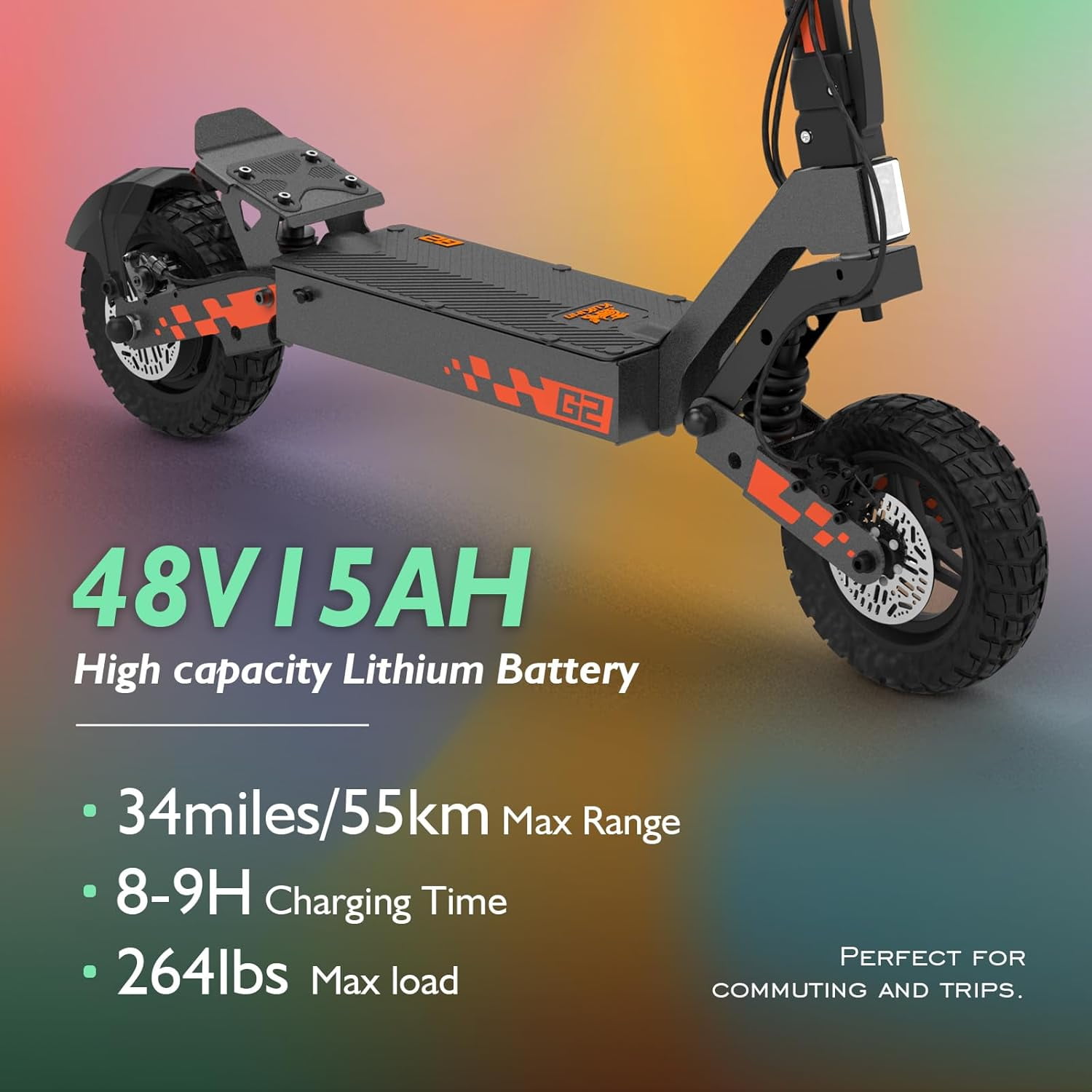 KUKIRIN G2 Electric Scooter, 34 Miles Long Range 800W Peak Motor, Up To 27MPH Top Speed, 10" Off-Road Tires Disk Braking System Foldable City Commuting E-Scooter for Adults and Teens