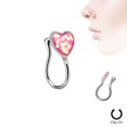 thumbnail image 1 of Non-Piercing Nose Clip - Rhodium Plated with Glitter Heart - Sold Each, 1 of 3