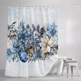 thumbnail image 3 of Shower Curtains for Bathroom, Blue Poinsettia Christmas Waterproof Fabric Shower Curtain, Xmas Botanical Balls Snowflake Decorative Bathroom Curtain for Bathtub, 36"x72", No Hooks Included, 3 of 9