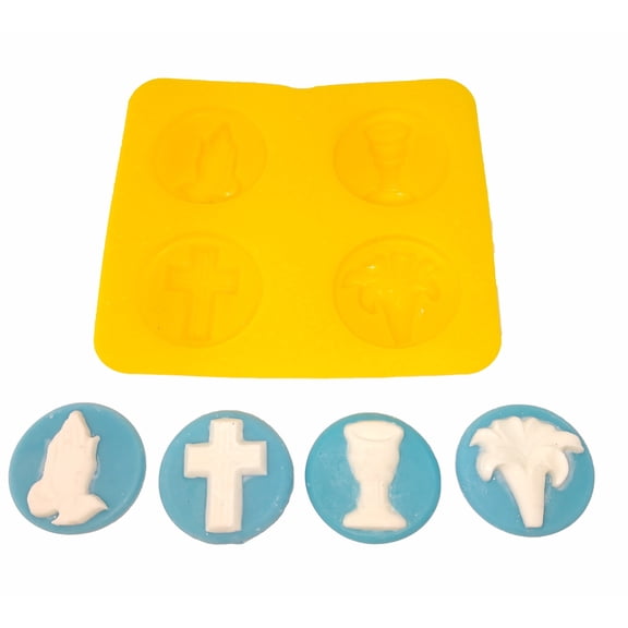 EDELAINE'S Confirmation Set 4 Cavity Silicone Molds for Cream Cheese Mints , Chocolate