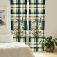 thumbnail image 2 of Ambesonne Daisy Curtains 2 Panel Set, Buffalo Plaid Leafy Flowers, Pair of - 28" x 95", Sand Brown Sea Blue Beige, 2 of 4