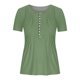 thumbnail image 4 of ICHUANYI Clearance Women's Fashion Casual Round Neck Pleated Solid Color Button Top Blouse(Green, M) ICHUANYI WER2023080709931, 4 of 5