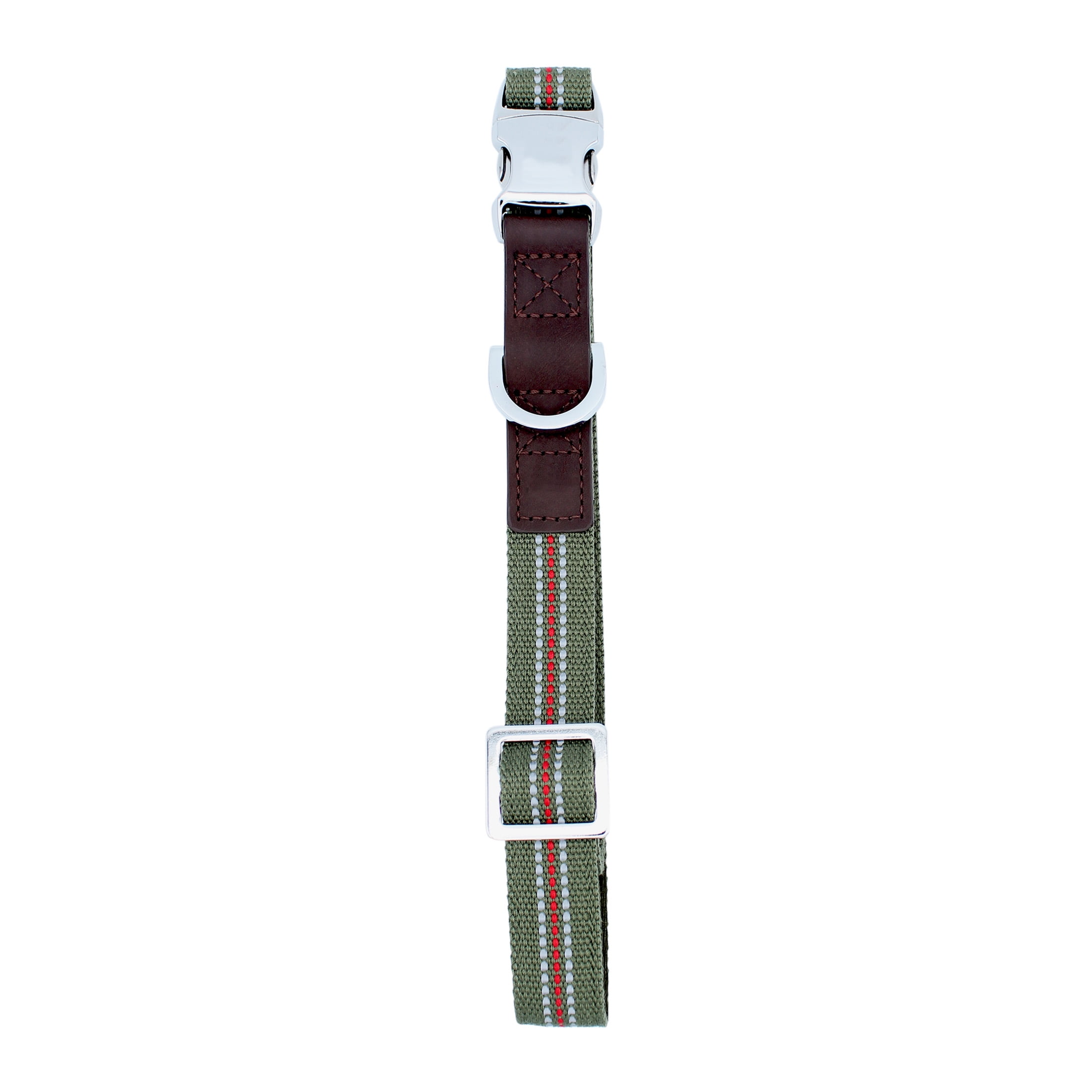 Vibrant Life Reflective Adjustable Dog Collar, Olive Green, Small