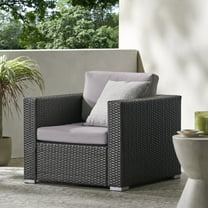 Rosen Wicker Outdoor Club Chair with Cushions, Gray, Light Gray