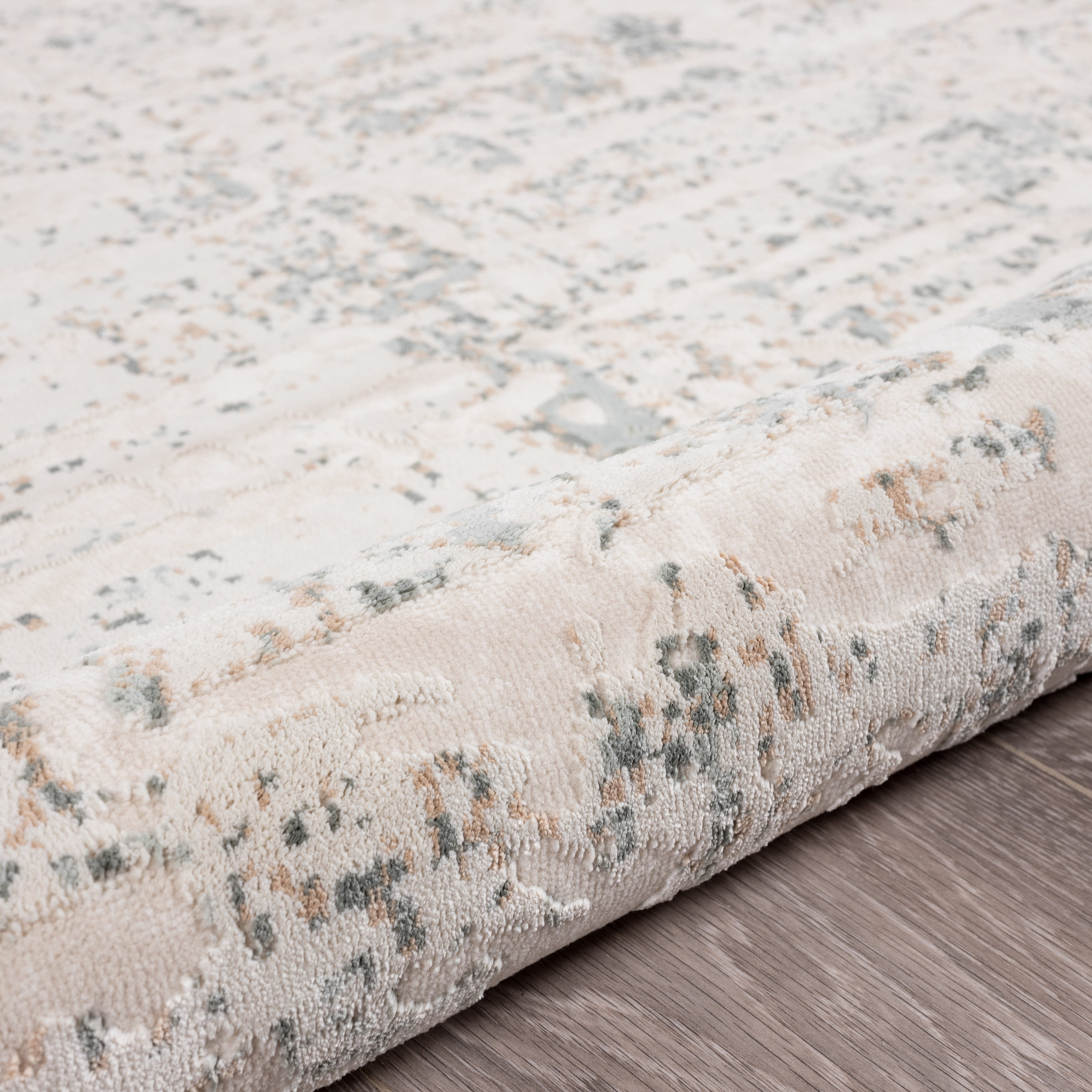 LR Home Martha Denie Gray/Taupe Contemporary Abstract Polyester Area Rug, 1'10" x 3'
