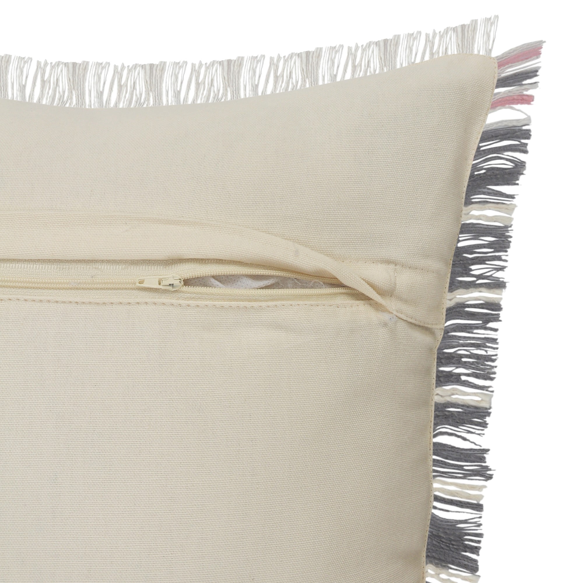 Laddha Home Designs Loomed Striped Cotton Throw Pillow Cover - 20" - Gray and Pink
