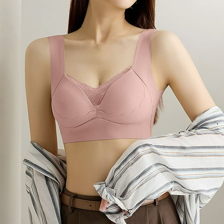 Mashaouyo Summer Savings Clearance Womens Large Strapless Lace Tank Top Underwear Thin Side Fold Side Breast Gather Adjustable Bra bras for women