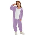 thumbnail image 3 of QIUOMBBP Fleece Fuzzy Onesie Pajamas for Family Women Men Matching Couples Sleepwear Cute Bear Ear Hooded Long Sleeve Jumpsuits Loungewear Purple, 3 of 6