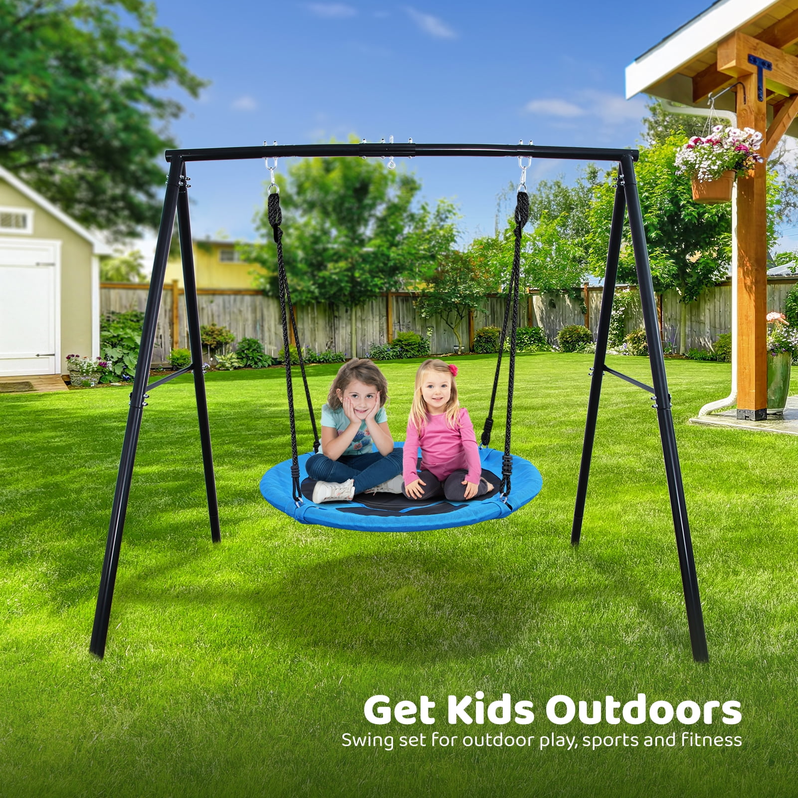 Trekassy 440lbs Metal Swing Sets with 40" Saucer Tree Swing and Heavy