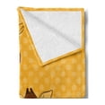 thumbnail image 2 of Giraffe Soft Flannel Fleece Throw Blanket, Giraffe Family Baby Animal Pattern on Polka Dotted Background, Cozy Plush for Indoor and Outdoor Use, 50" x 60", Marigold Redwood, by Ambesonne, 2 of 5