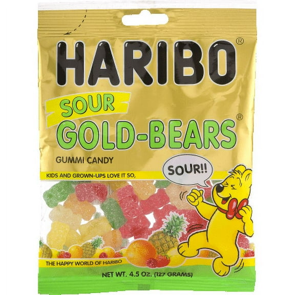 Haribo Sour Gold Bears Gummi Candy, 4.5 Oz