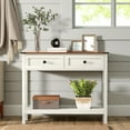 thumbnail image 2 of GZXS Vintage Console Table in Antique White, Wooden Storage Sofa Table with Two Drawers and Open Shelf, 39.37"L x 11.61"W x 32.08"H, 2 of 8