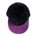 thumbnail image 4 of Unisex Style Faux Fur Pom Pom Snapback Flat Bill Cap Hat - Faux Croc Bill, Black/Purple Bill, 4 of 4
