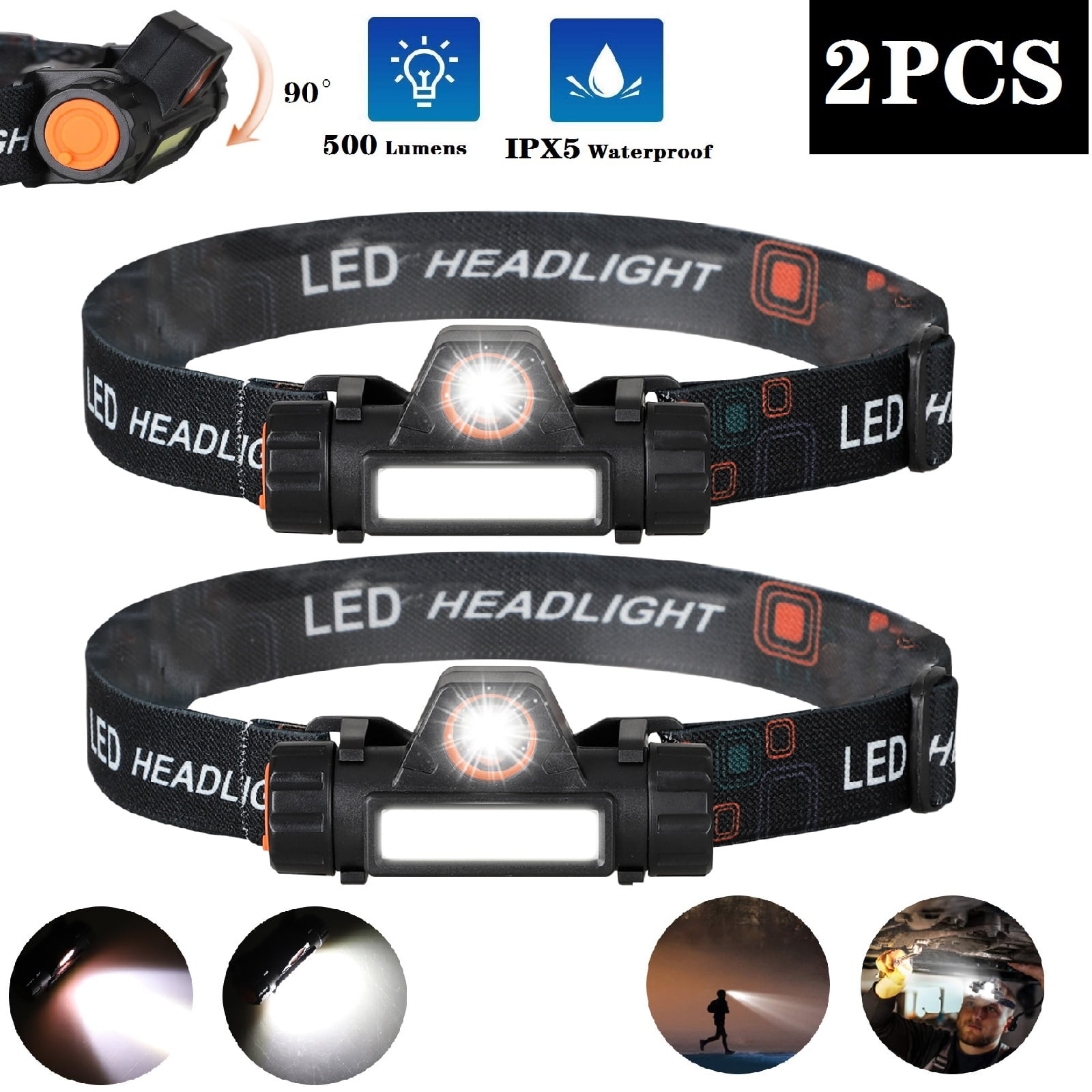Portable Head Torch LED Rechargeable Headlamp Headlight 800 Lumen Super Bright