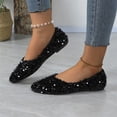 thumbnail image 5 of Women's Rhinestone Flats Elegant Glitter Ballet Flats Dress Pearl Wedding Shoes Pointed Toe Slip On Loafers for Women, 36, 5 of 9