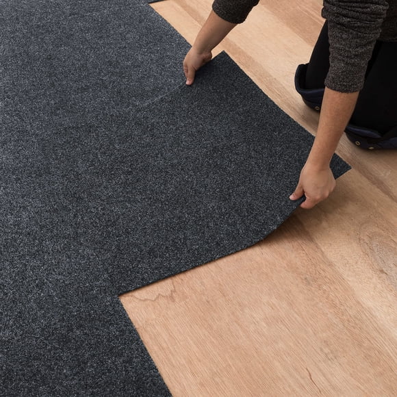 Mohawk Home 24 x 24 Indoor/Outdoor 0.25"" Pile Height Peel and Stick Carpet Tile Grey Polyester (15 Tiles) (60 sqft/Box)