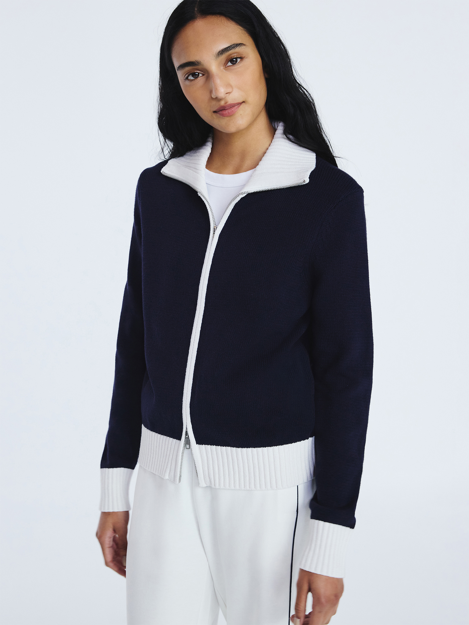 Free Assembly Women's Zip Front Sweater with Long Sleeves, Midweight, Sizes XS-XXL