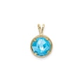 thumbnail image 3 of 14k Yellow Gold Blue Topaz Pendant Necklace for Women, Round Bezel-Set Faceted Gemstone, Modern Minimalist Polished Style, Symbolizes Calm and Balance, 3 of 6