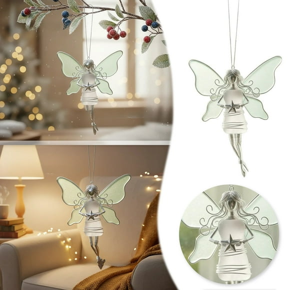 Fairy With Star Sea Glass Ornament Ideal Indoor Hanging for Living Room Bedroom Bath Doorway Interior Accessory