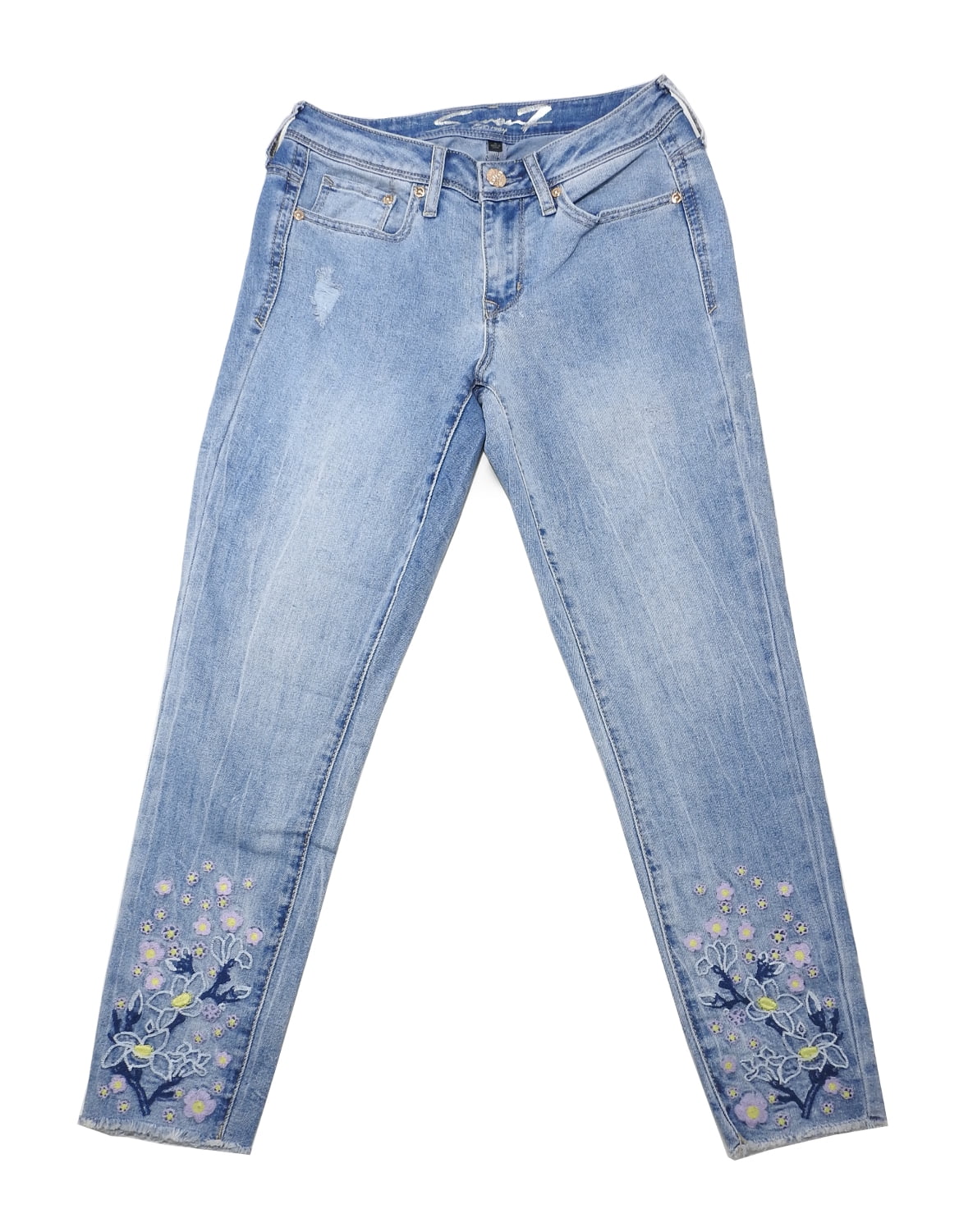 NWT Womens SEVEN 7 Percy Wash Blue Ankle Skinny Pink Floral Jeans Sz 8 $79