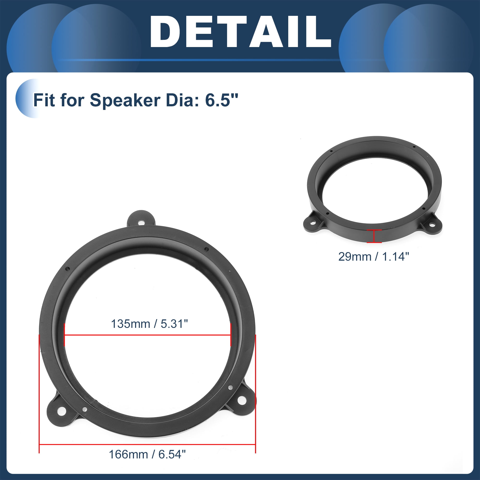 Unique Bargains Speaker Spacer Ring for 6.5 for Subaru Outback 2003-2020 ABS Black
